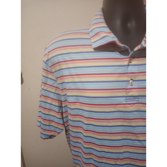 Peter Millar XL Pima Cotton Soft Golf Shirt Rainbow Striped Performance Polo - Picture 4 of 12